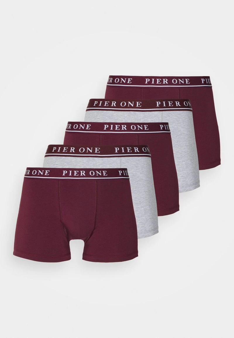 Pier One 5 PACK - Panties - Bordeaux/mottled Grey 1 Pier One 5 PACK - Panties - Bordeaux/mottled Grey