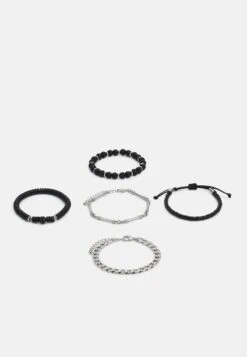 Pier One 5 PACK - Armband - Silver-coloured, Black -Pier One de06228a4ecd40d48ae078a71578fdd3 1
