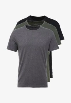 Pier One 3 PACK - T-Shirt Basic - Black/grey/green -Pier One df840033a7f04afda15f16c48ba7762b